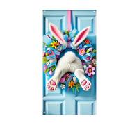 Spring Rabbit Backdrop - Festive Greeting Curtain for Seasonal Celebration, Printed Fabric Panel 90 x 180 cm Washable Hanging Sheet Featuring Cartoon Farm Animal Theme & Simple Setup for Entryway