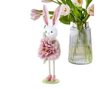 Spring Rabbit Figurine - Standing Floral Accent, Cute Seasonal Decor, Easter Rabbit Ornament, Decorative Animal Statue | Charming Holiday Display Element For Home Style, Ideal For One On The Inside