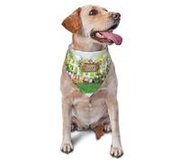 Spring Rabbits, Eggs And Pink Flowers In The Grass Printed Graphic Pet Triangle Scarf For Dogs & Cats, Adjustable Cute Pet Bandana For & Photo Shoots