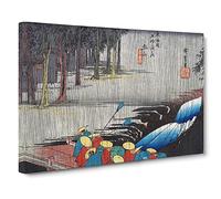 Spring Rain In Tsuchiyama By Utagawa Hiroshige Asian Japanese Canvas Wall Art Print Ready to Hang, Framed Picture for Living Room Bedroom Home Office Décor, 30x20 Inch (76x50 cm)