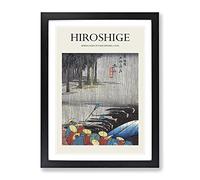 Spring Rain In Tsuchiyama By Utagawa Hiroshige Exhibition Museum Asian Japanese Framed Wall Art Print, Ready to Hang Picture for Living Room Bedroom Home Office Décor, Black A2 (64 x 46 cm)