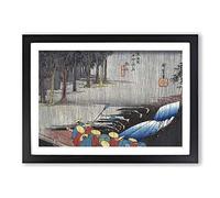 Spring Rain in Tsuchiyama by Utagawa Hiroshige Framed Print | A2 Black Framed Wall Art | Ready to Hang | Asian Landscape Picture | Living Room Bedroom Lounge Office