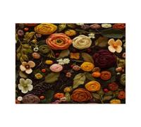 Spring Ranunculus Flower Jigsaw Puzzles for Adults 500 Piece, Knitting Theme Florals Wooden Puzzles, Fun Vintage Pattern Decorations for Home
