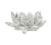 Spring.Rd Quartz Crystal Large Lotus Flower Candle Holder with Gift Box Crystal Lotus Flower Ornaments Tea Light Holder Craft Decoration Home Decoration Feng Shui Decoration 110mm (Clear)