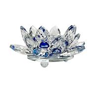 Spring.Rd Quartz Crystal Large Lotus Flower Candle Holder with Gift Box Crystal Lotus Flower Ornaments Tea Light Holder Craft Decoration Home Decoration Feng Shui Decoration 110mm (Blue)