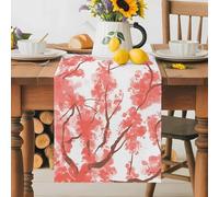 Spring Red Cherry Blossoms Table Runner 70 Inches Long,Table Runners Kitchen Dining Tables Decoration for Home Party Decor, Japanese Floral Art Tables Runner Wedding Dresser Scarf