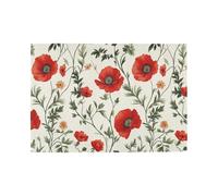 Spring Red Flowers Decorative reusable place mats fabric mat for plates mantelitos para mesa set of 6 12x18