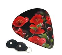 Spring Red Flowers Print Guitar Picks 6 Pack With Organizer Storage Bag 0.46 0.71 0.96mm Guitar Plectrums Guitars Accessories For Bass Electric Acoustic Guitars
