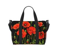 Spring Red Flowers Print Gym Bag for Women, Weekender Overnight Bag,Personal Item Bag, Shoulder Bag for Women Men,One Size