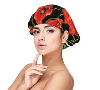 Spring Red Flowers Printed,Adult's Satin Sleeping Cap - Women's Elastic Sleep Bonnet, Adjustable Overnight Hair Cover