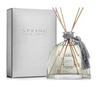 SPRING Reed Diffuser with Silver Flakes 300ml - French-Made Perfume Diffuser with 5 Reed Sticks, Home Aromatherapy with Elegant Glass Bottle - Luxury Gift, Long-Lasting French Musk Scent