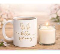 Spring Relax Gift Set, Ceramic Mug & Candle, Hello Spring Design, Gift Ready Easter Relaxation Treat