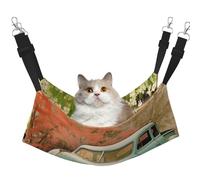 Spring Retro Car Cat Hammock for Cage Hanging Soft Pet Hammock Bed with Adjustable Straps and Metal Hooks Reversible Double Sided Hanging Bed Soft Sleeping Hammock for Cats