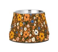 Spring Retro Floral Colorful Rustic7 Dogs Food Water Bowl Elevated Stainless Steel Raised Cat Bowl for Small Dogs Comfort Feeding