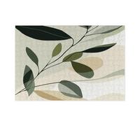 Spring Retro Olive Tree Jigsaw Puzzles for Adults 300 Piece, Mid Century Plant Leaves Wooden Puzzles, Botanical Printed Decorations for Entertainment Party