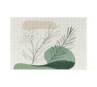 Spring Retro Pine Tree Jigsaw Puzzles for Adults 300 Piece, Mid Century Plant Leaves Wooden Puzzles, Botanical Printed Decorations for Entertainment Party