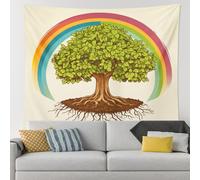 Spring Retro Tree of Life Wall Tapestry for Bedroom Men Women, Rainbow 70S Tree Tapestry Wall Hanging, Small Large Hippie Hippy Wall Decor for Living Room Classroom Dorm 80 * 60