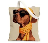 Spring Rhodesian Ridgebacks Dog Canvas Tote Bag for Shopping 13 * 15, Cool Funny Cute Reusable Grocery Shoulder Cloth Bag for Women, Pet Painting Gift Decoration