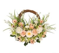 Spring Rose Wreath, Artificial Half Wreath with Peonies and Blossoms, Artificial Flower Garland