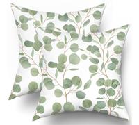 Spring Sage Green Leaf Pillow Covers 24x24 Set of 2, Eucalyptus Floral Watercolor Pillow Cushion Cases, Grey Seafoam Leaves Modern Throw Pillows Cover Decor Gifts for Bed Couch Sofa Living Room