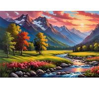 Spring Scenery Jigsaw Puzzles for Adults 1500 Pieces, Adult jigsaw Puzzle 1500 pieces Mountains, Challenging Brainteaser with Alphabet Backing, Eco-friendly Dust-Free, Home Wall Decor Gift