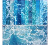 Spring Scrapbook Paper Vintage Green Vine Patterned Paper Pad 12×12,24 Sheets Double-Sided Bobo Floral Scrapbooking CardStock Papers Pad for Holiday Cardmaking DIY Origami Papers. (Blue Sea)