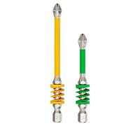 Spring Screwdriver Bit, Magnetic Screwdriver Bit, Tough Electrician Tip, Spring Shock Absorber, 2-Piece Set, Alloy Steel, for Technician Work Electrician Concrete Metal Building Furniture