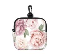 Spring Season Pink Flowers Floral, Square Zipper Storage Bag, Neoprene Coin Purse, Small Wallets, Change Pouch, Change Purse