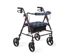 SPRING SEASON Rollator Walker Seat & Backrest Rollbar Covers Set - Adjustable Patterns Walker Cover Accessories for Leopard Rollator (Blue leaves)