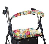 SPRING SEASON Rollator Walker Seat & Backrest Rollbar Covers Set - Adjustable Patterns Walker Cover Accessories for Leopard Rollator(Yellow flower)