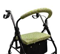 SPRING SEASON Rollator Walker Seat & Backrest Rollbar Covers Set - Adjustable Patterns Walker Cover Accessories for Leopard Rollator（Green flowers）