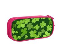 Spring Shamrock Pencil Case for Boys Girls Green Clover Large Pen Bag Desk Stationery Organizer Pencil Pouch for School Office Zippered Makeup Bag