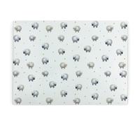 Spring Sheep Glass Worktop Protector - Countryside Farm Animal Gifts - Smooth Kitchen Chopping/Cutting Board Worktop Saver with Non-Slip Feet 39cm x 28.5cm (15" x 11")