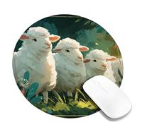 Spring Sheep Scene Mouse Pad, Soft White Fleece Lamb Design, Eco-Friendly Non-Slip Mouse Pad for Home and Office Desk, Cute Animal Themed Mat Round