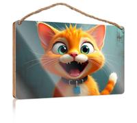 Spring Signs For Front Porch A Cheerful Orange Cat With Big Blue Eyes. Family Wall Decor Porch Signs And Decor Outdoor(15X28CM)