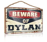Spring Signs For Front Porch Beware Of Dylan Wooden Sign Wall Decorations Bathroom Signs Funny(23X35CM)