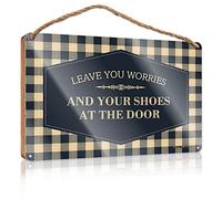 Spring Signs For Front Porch Leave You Worries And Your Shoes At The Door Wooden Sign Fall Porch Decor Teen Room Decor(20X30CM)
