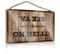 Spring Signs For Front Porch Oh Hello, See Ya Wooden Sign Fall Porch Decor Teen Room Decor(15X28CM)