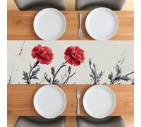 Spring Simple Carnations Flowers Table Runner 13x48 Inch for Living Room, Fun Florals Plant Small Short Dining Burlap Table Runner, Luxury Print Decoration for Home Kitchen Party