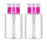 SPRING SISTERS 2 Pcs 180ml Nail Polish Remover Pump Dispenser Push Down Cleanser Bottle, Transparent with Pink Cap, Unscented