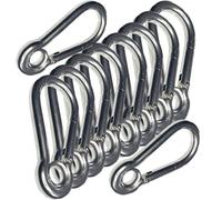 Spring Snap Eyelet Hook 316 Marine Grade Stainless Steel Carabiner Clip - Heavy Duty Locking Snap for Camping, Fishing, Traveling, Home & Outdoor Use - Rust Resistant (M6 x 60mm - 10PCS)