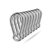 Spring Snap Hooks, 304 Stainless Steel Metal Clip Heavy Duty Rope Connector Small Snap Clamp Key Chain Link Buckle for Hammock Swing Set Outdoor Travel Camping Fishing Hiking (8 PCS, M4)