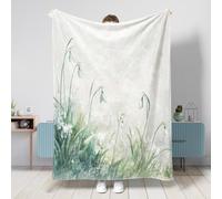 Spring Snowdrops Blanket 40 * 50 Inch, Country Flowers Art Leaf Warm Fluffy Cozy Flannel Throw Blankets for Bedroom Camping Travel, Floral Couch Sofa Decoration