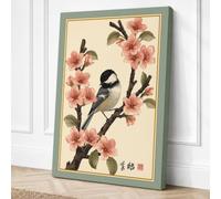 Spring Song Japandi Canvas Wall Art Print 24x16 Inch (61 x 41 cm)