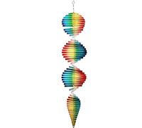 SPRING SONG Rainbow Helix Kinetic Wind Spinner for Yard and Garden Wind Spinner Outdoor Stainless Steel Long Hanging Rainbow Decor 3D Garden Art Wind Sculpture Spinners Kinetic Art Spinner