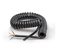 Spring Spiral Black Cable 2/3/4/5Cores 15/13/11AWG Stretchable Wire Shrinkable Cable Power Extension Cord Telescopic Wire(4Cores,STRETCH 3METERS_15AWG 1.5MM)