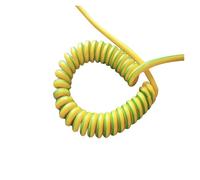Spring Spiral Cable Yellow-Green Ground Wire Single Core 20/18/17/15/13/11/9/7AWG Shrinkable Cable Copper Wire Telescopic Wire(Stretch 10 Meters,9AWG 6mm2)