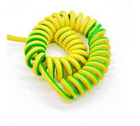 Spring Spiral Wire, 13AWG 2.5mm2 1 Core Spring Spiral Cable PU Insulation Yellow-Green 1-10M(Stretch 6 Meters)