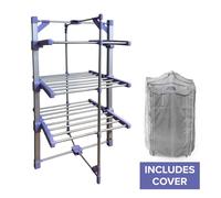Spring & Spruce Speedi-Dry Compact - Electric Heated Clothes Drying Rack - 3 Tiered With Cover - Extra-Wide Capacity - Energy Efficient Drying - Foldable Design - Indoor Clothing Horse - Easy Storage