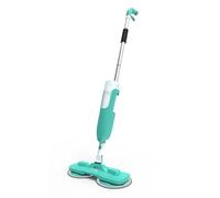 Spring & Spruce Spray N Spin Manual Spin Mop - 500ml Water Tank - Twin Rotating Mop Heads - Microfibre Cleaning Pads - Lightweight, Compact & Reusable